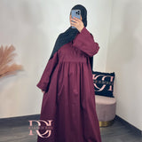 Robe popeline évasée, couleur bordeaux