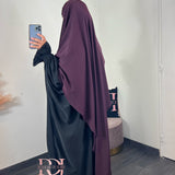 Khimar soie de Medine, couleur prune (2 longueurs)