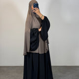 Khimar à fentes jersey premium, couleur taupe