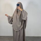 Ensemble jazz abaya + khimar 2 voiles, couleur taupe
