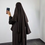 Abaya + khimar jersey, marron