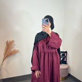 Robe popeline évasée, couleur bordeaux