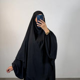 Ensemble jazz abaya + khimar 2 voiles, couleur noir