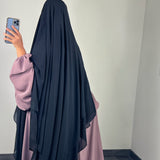 Maxi khimar mousseline 2 voiles, couleur noir
