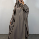Jilbeb 2 pieces jupe soie de medine, couleur taupe