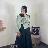 Blouse rayures noeud, couleur kaki
