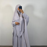Abaya + khimar soie de medine, couleur gris clair