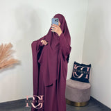Abaya + khimar soie de medine, couleur bordeau