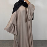 Abaya manches volantes, taupe