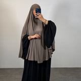 Khimar à fentes jersey premium, couleur taupe