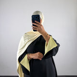 Abaya bi-color, noir/jaune