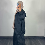 Ensemble parka imperméable avec jupe, noir