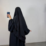 Ensemble jazz abaya + khimar 2 voiles, couleur noir