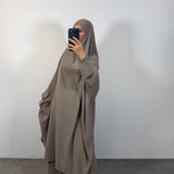 Jilbeb 2 pieces jupe soie de medine, couleur taupe