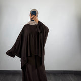 Ensemble abaya + cape jersey, marron