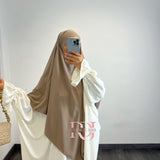 Khimar 2 voiles en soie de medine, couleur taupe (option niqab)