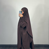 Ensemble abaya + khimar petit prix, marron