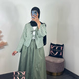 Blouse rayures noeud, couleur kaki