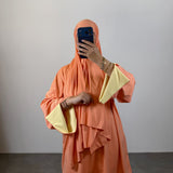 Burkini 3 pièces bi-color, pêche/jaune