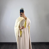 Abaya bi-color, beige/jaune