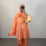 Burkini 3 pièces bi-color, pêche/jaune