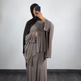 Ensemble abaya + cape jersey, taupe