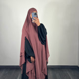 Maxi khimar mousseline 2 voiles, couleur bois de rose