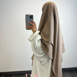 Khimar 2 voiles en soie de medine, couleur taupe (option niqab)