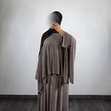 Ensemble abaya + cape jersey, taupe