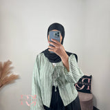 Blouse rayures noeud, couleur kaki