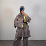 Burkini 3 pièces bi-color, taupe/jaune