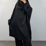 Jilbeb soie de médine 2 pièces palazzo, couleur noir