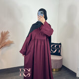 Robe popeline évasée, couleur bordeaux