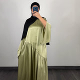 Abaya satin, vert sauge