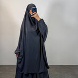 Jilbeb 2 pieces jupe soie de medine, couleur gris acier