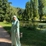 Ensemble Abaya + Khimar Jazz, couleur vert d’eau