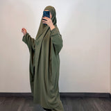 Jilbeb 2 pièces sarouel en soie de medine, couleur kaki clair