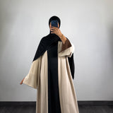 Kimono bi-color, beige/marron