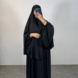 Khimar à fentes jersey premium, couleur noir