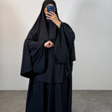 Khimar à fentes jersey premium, couleur noir