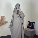 Jilbeb 2 pièces sarouel en soie de medine, couleur taupe
