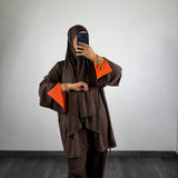 Burkini 3 pièces bi-color, marron/orange
