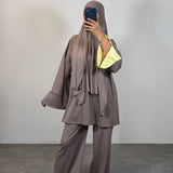 Burkini 3 pièces bi-color, taupe/jaune