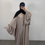 Abaya manches volantes, taupe