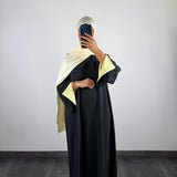 Abaya bi-color, noir/jaune