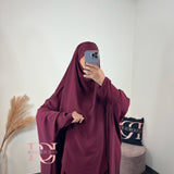 Abaya + khimar soie de medine, couleur bordeau