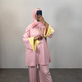 Burkini 3 pièces bi-color, rose/jaune