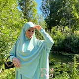 Ensemble Abaya + Khimar Jazz, couleur vert d’eau