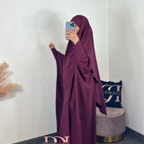 Abaya + khimar soie de medine, couleur bordeau
