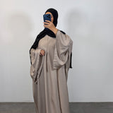 Abaya manches volantes, taupe